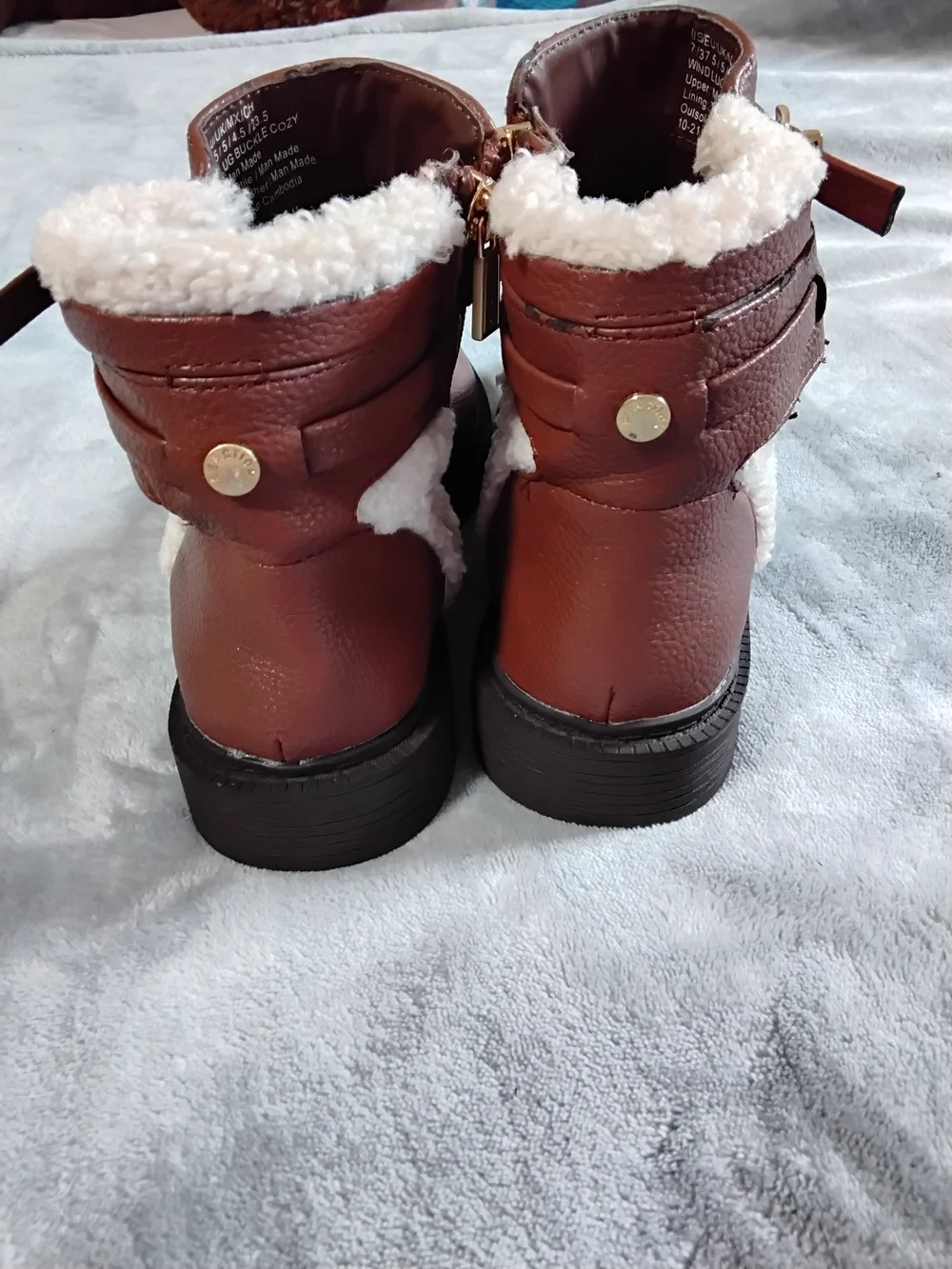 Kenneth Cole Reaction Brown Faux-Shearling Ankle Booties